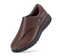 FitVille Extra Wide Diabetic Leather Shoes for Women Dress Shoes Casual Slip On Oxfords slipper for Swollen Feet, Brick, 5.5, X-Wide