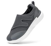 FitVille Extra Wide Fit Diabetic Shoes for Men Easy Close Orthopedic Slippers Adjustable Slip On Walking Sneakers for Swollen Feet Plantar Fasciitis, Grey, 7.5 UK Wide