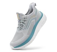 FitVille Extra Wide Fit Trainers for Men Slip On Arch Support Road Running Shoes Lightweight Athletic Sneakers for Gym Fitness Jogging Walking, Graphite and Teal Edge, 8, X-Wide