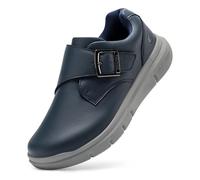 FitVille Extra Wide Slip on Leather Shoes for Men Wide Fitting Edema Recovery Leather Oxford Diabetic Shoes for Wide Feet Hook & Loop