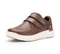 FitVille Extra Wide Slip on Leather Shoes for Men Wide Fitting Edema Recovery Leather Oxford Diabetic Shoes for Wide Feet Hook & Loop Brown