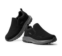 FitVille Extra Wide Slip-On Trainers for Men Comfortable Outdoor Walking Hiking Shoes, Foot Pain Relief X-Wide 9.5 UK Black