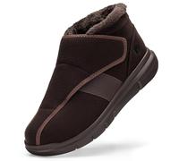 FitVille Men Extra Wide Diabetic Winter Boots, Adjustable Non-Slip Fur Lined Warm Ankle Boots, Outdoor Shoes for Swollen Feet, Copper Brown, 10, X-Wide