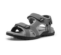 FitVille Men’s Wide Fit Walking Sandals with Arch Support, Adjustable Hook & Loop Straps, Comfortable Summer Sandals for Swollen Feet Wide 11 UK Moon Grey