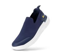 FitVille Mens Casual Slip On Trainers Extra Wide Fit Loafers Breathable Sneaker Comfortable Walking Shoes X-Wide 8 UK Navy Blue