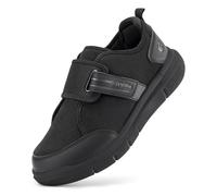 FitVille Mens Diabetic Shoes Extra Wide Fit Trainers with Adjustable Strap for Swollen Feet Plantar Fasciitis V10, Black, 11 UK X-Wide