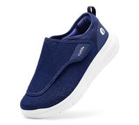 FitVille Mens Extra Wide Fit Diabetic Shoes Easy Close Adjustable Orthopedic Slippers for Swollen Feet Plantar Fasciitis Lightweight Walking Shoe, Blue, 11.5 UK Wide