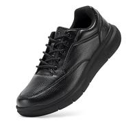 FitVille Mens Extra Wide Fit Leather Oxford Shoes Casual Non-Slip Lace up Business Dress Shoes, Black, 9.5 UK X-Wide