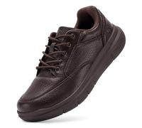 FitVille Mens Extra Wide Fit Leather Oxford Shoes Casual Non-Slip Lace up Business Dress Shoes, Brown, 12 UK Wide