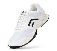 FitVille Mens Extra Wide Fit Tennis Trainers Badminton Squash Shoes with Arch Support Pickleball Volleyball White/Black 13 X-Wide