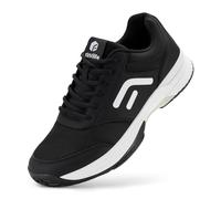 FitVille Mens Extra Wide Fit Tennis Trainers Badminton Squash Shoes with Arch Support Pickleball Volleyball Black 8 X-Wide