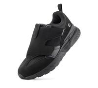 FitVille Mens Extra Wide Fit Trainers Walking Running Shoes Easy Close Orthopedic Shoes Comfortable Athletic Sneakers for Swollen Feet Flat Feet Plantar Fasciitis - Rebound Core V10 Jet Black