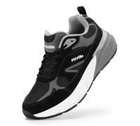FitVille Mens Extra Wide Fit Trainers Walking Shoes with Arch Support High Rebound Comfortable Running Sneakers for Flat Feet Plantar Fasciitis X-Wide 10 UK Black/Slate Grey
