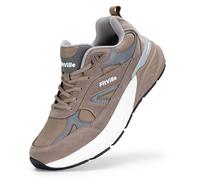 FitVille Mens Extra Wide Fit Trainers Walking Shoes with Arch Support High Rebound Comfortable Running Sneakers for Flat Feet Plantar Fasciitis X-Wide 8.5 UK Rose Taupe/Smoky Gray