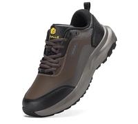 FitVille Mens Extra Wide Fit Walking Hiking Shoes, Brown/Black, 12 Wide