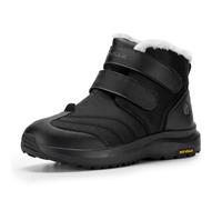 FitVille Mens Extra Wide Snow Winter Boots, Fur Lining Outdoor Boots Lightweight Waterproof Insulated Easy On&Off Black 9.5 UK X-Wide