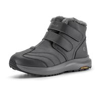 FitVille Mens Extra Wide Snow Winter Boots, Fur Lining Outdoor Boots Lightweight Waterproof Insulated Easy On&Off Wide 10 UK Dark Grey