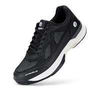 FitVille Mens Extra Wide Tennis Trainers Badminton Squash Shoes with Arch Support for Pickleball Volleyball All Black 7.5 UK