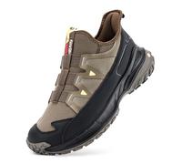 FitVille Men's Extra Wide Walking Trainers Comfortable Slip On Hiking Shoes with Arch Support, Low-Rise Trekking and Hiking Footwear for Outdoor Trekking Camping Climbing Brown Black