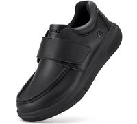 FitVille Mens Loafers Comfort Extra Wide Fit Leather Shoes Casual Slip on Dress Shoes with Adjustable Straps for Swollen Feet Men Jet Black