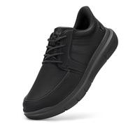 FitVille Men's Loafers Extra Wide Slip On Leather Shoes Comfortable Breathable Casual Trainers Orthopedic Shoes for Men, Black, 9 UK Wide