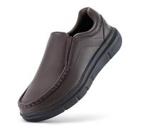 FitVille Mens Loafers Slip On Leather Shoes Wide Fit Comfortable Moccasins Casual Walking Sneakers for Men, Black, 10 UK Wide