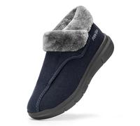 FitVille Mens Wide Diabetic Shoes Winter Snow Boots Extra Wide Fit Fluffy Ankle Boot Comfortable Adjustable Shoes for Swollen Feet