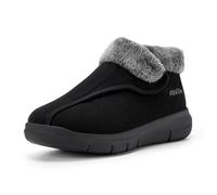 FitVille Mens Wide Diabetic Shoes Winter Snow Boots Extra Wide Fit Fluffy Ankle Boot Comfortable Adjustable Shoes for Swollen Feet