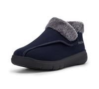 FitVille Mens Wide Diabetic Shoes Winter Snow Boots Extra Wide Fit Fluffy Ankle Boot Comfortable Adjustable Shoes for Swollen Feet