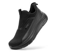 FitVille Mens Wide Fit Slip On Trainers Extra Wide Width Walking Shoes for Swollen Feet, Foot Pain Relief & High Rebound Wide 14 UK Jet Black