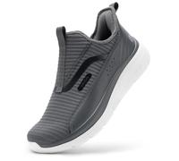 FitVille Mens Wide Fit Slip On Trainers Extra Wide Width Walking Shoes, High Rebound Wide 12 UK Nocturne Gray