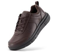 FitVille Mens Wide Fit Smart Casual Shoes Lace Up Oxfords Non Slip Business Dress Shoes Lightweight Walking Sneakers, Chocolate Brown, 11.5, Wide