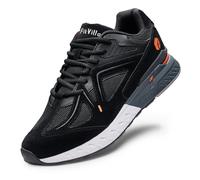 FitVille Mens Wide Fit Trainers Extra Walking Black, 8.5 XX-Wide