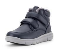 FitVille Mens Winter Snow Boots Wide Fit Fleece Lined Ankle Boots Lightweight Fuzzy Winter Shoes, Royal Blue, 8, Wide