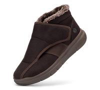 FitVille Women Extra Wide Diabetic Winter Boots, Adjustable Non-Slip Fur Lined Warm Ankle Boots, Outdoor Swollen Shoes, Copper Brown, 4 X-Wide