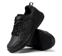 FitVille Womens Black Trainers Wide Fit Work Shoes Comfortable Slip-Resistant Chef Shoe for Restaurant Kitchen