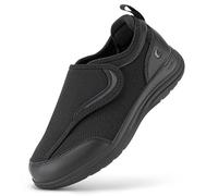 FitVille Women's Extra Wide Fit Diabetic Shoes, Non-Slip Walking Trainers for Women, Adjustable Closure Orthopedic Footwear for Arthritis Edema Swollen Feet, Black, 7 UK Wide