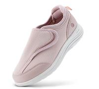 FitVille Women's Extra Wide Fit Diabetic Shoes, Non-Slip Walking Trainers for Women, Adjustable Closure Orthopedic Footwear for Arthritis Edema Swollen Feet, Pink, 3.5 UK X-Wide