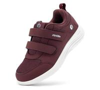 FitVille Women's Extra Wide Fit Shoes for Swollen Feet, Easy Close Adjustable Diabetic Shoes for Ladies, Non-Slip Lightweight Orthopedic Walking Trainers for Elderly, Burgundy red, 5.5 UK X-Wide