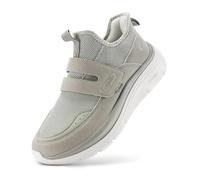 FitVille Women's Extra Wide Width Slip-on Trainers with Adjustable Straps, Easy on & Off Comfortable Walking Shoes for Swollen Feet, Cloud Wanderer V5 Wide 8 UK Moon Grey