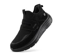 FitVille Women's Extra Wide Width Slip-on Trainers with Adjustable Straps, Easy on & Off Comfortable Walking Shoes for Swollen Feet, Cloud Wanderer V5 X-Wide 3.5 UK Jet Black