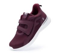 FitVille Womens Lightweight Walking Shoes Wide Fit Fashion Trainers Adjustable Comfortable Sneakers for Plantar Fasciitis Burgundy