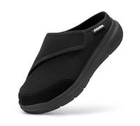 FitVille Womens Slip On Diabetic Slippers Extra Wide Comfortable Adjustable Orthopedic Walking Shoes for Edema Swollen Feet, Black, 5.5 UK X-Wide