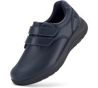 FitVille Womens Wide Fit Leather Shoes Lightweight Arch Support Diabetic Shoes Ladies Loafers with Adjustable Straps for Swollen Feet