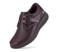FitVille Womens Wide Fit Shoes Comfortable Slip on Leather Shoes Ladies Loafers with Adjustable Straps for Swollen Feet