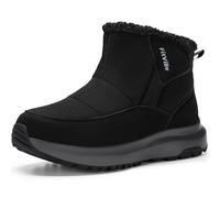 FitVille Womens Winter Snow Boots Wide Fit Fleece Lined Ankle Boots Lightweight Fuzzy Winter Shoes, Black, 6, X-Wide