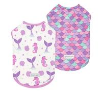 Fitwarm 2 Pack Mermaid & Scale UPF 50+ UV Sun Protection Dog Shirt, Lightweight Cooling Vest, Quick Dry Summer Clothes for Small Dogs Girl, Pet Outfit, Purple, Pink, White, Medium