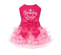 Fitwarm Barkday Queen Dog Tutu Dress, Birthday Clothes for Small Dogs Girl, Pet Outfit, Light Pink, Hot Pink, XXS