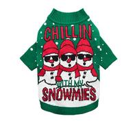 Fitwarm Chillin with My Snowmies Dog Ugly Christmas Sweater, Winter Dog Clothes for Small Dogs Girl Boy, Pet Holiday Sweatshirt, Cat Xmas Outfit, Green, Red, White, Large