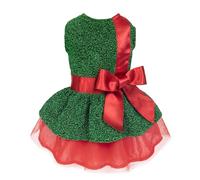 Fitwarm Christmas Dog Costume Dress, Funny Dog Holiday Outfit, Doggy Clothes for Small Dogs Girl, Pet Apparel, Green, Red, Large